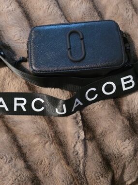 Marc Jacobs Black Textured Camera Crossbody with Logo Strap